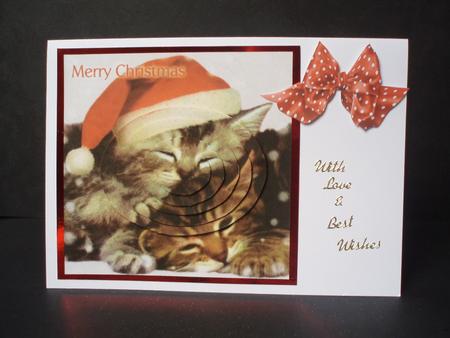 Cute Kitties with Santa Hat on Oval Pyramids by Audrey Brown clifford