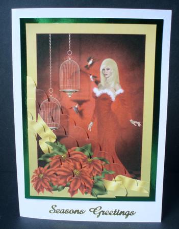 Christmas Birds -scallop Corner Stacker Card by Audrey Brown clifford