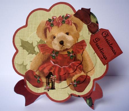 Little Holly Bear Scalloped Plate and Stand by Audrey Brown clifford
