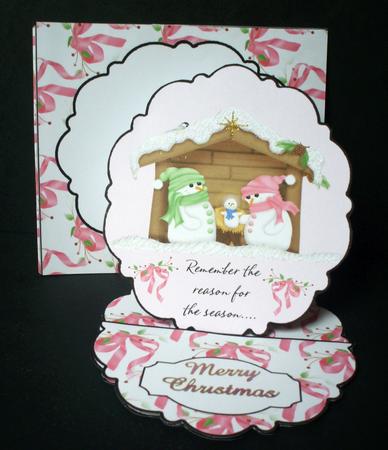 Pretty Edge Easel Card Kit Snowman Manger by Audrey Brown clifford