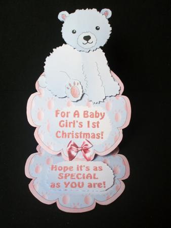 Baby Girl's 1st Christmas - Flower-easel Card with Decoupage by Audrey Brown clifford