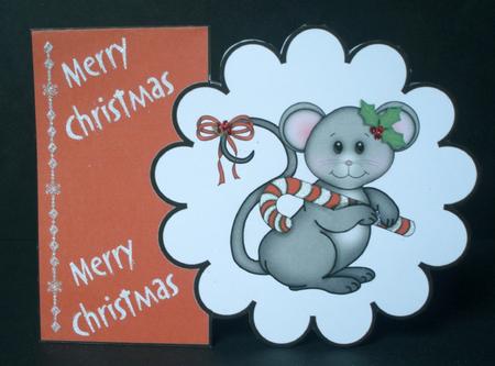 Christmas Mouse Flower Cutout Card by Audrey Brown clifford