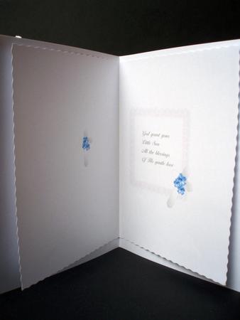 Baby Boy's Christening - Card Front with Lace Frame Insert by Audrey Brown clifford