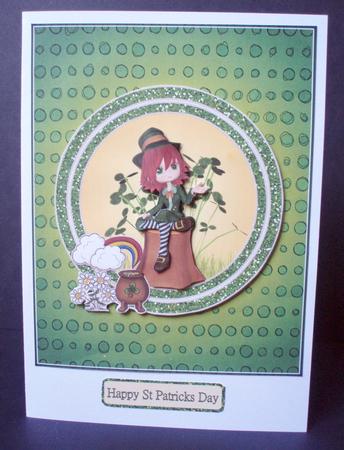 Little Leprechaun Card Front by Audrey Brown clifford