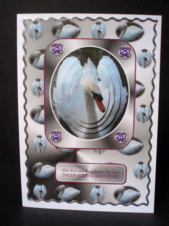 Swan Silver Wedding Card by Audrey Brown clifford