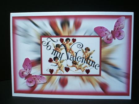 To My Valentine Cupid Valentine Card Front by Audrey Brown clifford