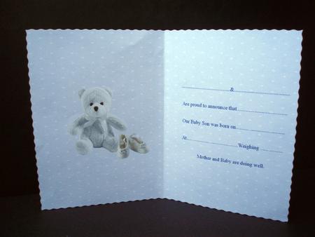 Baby Boy Blue Birth Announcement Card Insert by Audrey Brown clifford