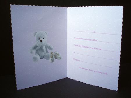 Baby Girl Pink Birth Announcement Card Insert by Audrey Brown clifford
