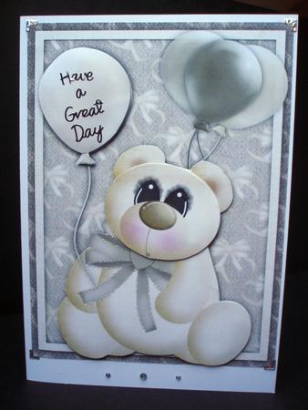 Cream Balloon Bear Decoupage by Audrey Brown clifford
