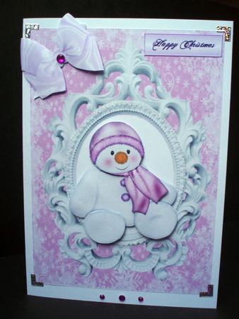 Little Pink Snowman in a Frame by Audrey Brown clifford