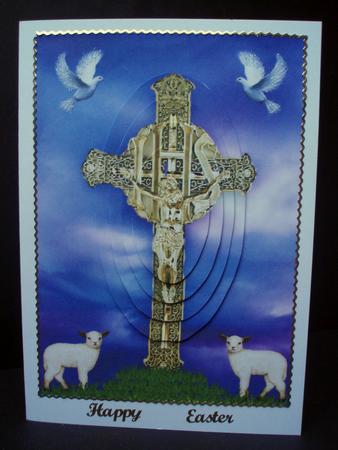 Lamb of God the Cross Oval Pyramage Sympathy or Easter Card by Audrey Brown clifford