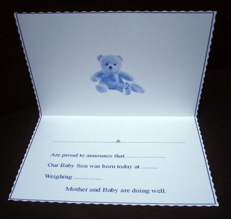 Baby Boy & Two Small Feet Announcement Insert - Quick Cut & by Audrey Brown clifford