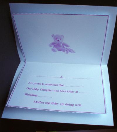 Baby Girl & Two Small Feet Announcement Insert by Audrey Brown clifford