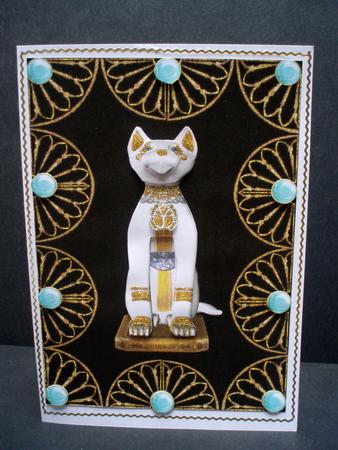 Bastet Egyptian Cat Goddess Decoupage Card by Audrey Brown clifford