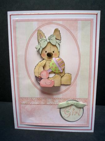 Baby Bunny New Baby Girl Decoupage by Audrey Brown clifford