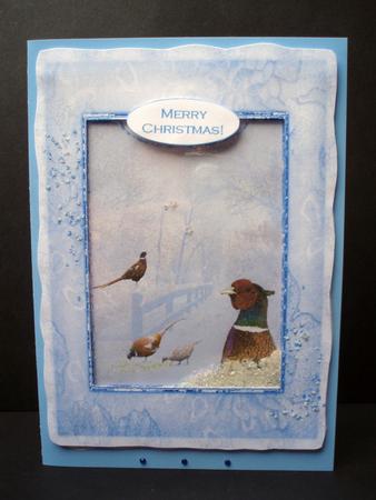 Christmas Pheasant in the Snow - A5 Shaker Card & Sentiments by Audrey Brown clifford