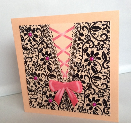 Laced up with Bow - Card front - topper - Romance / Hen party / Bachelorette by Audrey Wilson