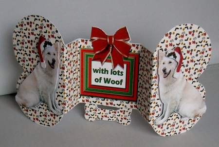 German shepherd Christmas Bone Shaped Card by Audrey Wilson