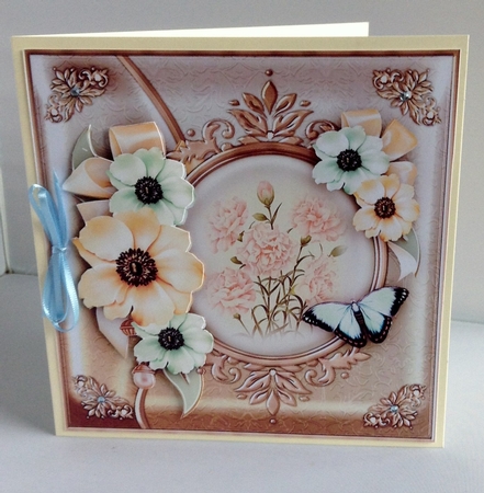 Topper Vintage Anemone & Carnations with Butterfly by Audrey Wilson
