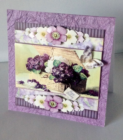 Vintage Stripes and Flowers purple 1205 by Audrey Wilson