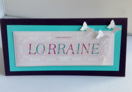 Pink DL name card (Lorraine) by Audrey Wilson