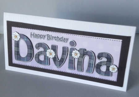 Large DL Happy Birthday DAVINA 3D decoupage by Audrey Wilson