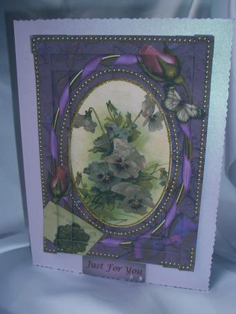 Purple Pansies Butterflies 7x5in Spiral Edge Stacker by Audrey Wilson