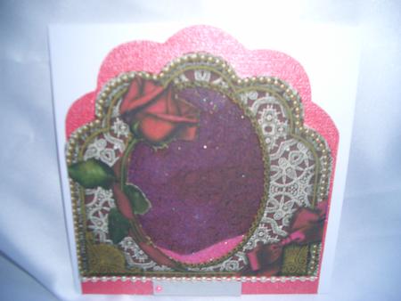 Deep Pink Rose Scalloped Base and Frame by Audrey Wilson