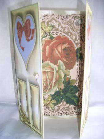 Beautiful Roses on Vintage Lace, Gatefold by Audrey Wilson