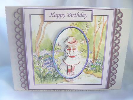 Walking Through a Stream 6x6 Card Front with Decoupage by Audrey Wilson