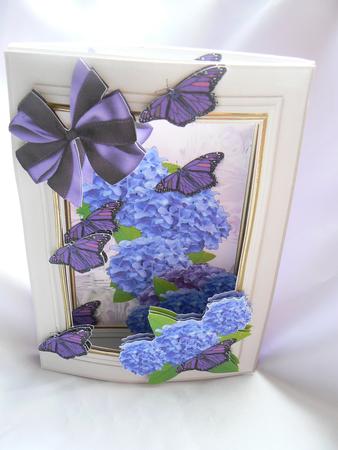 Inside Out Card Purple Butterflies and Hydrangers by Audrey Wilson