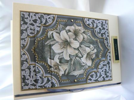 Grey Lillies Ornate Diamond 7x5in One Corner Stacker by Audrey Wilson