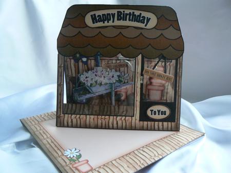3D the Potting Shed Window Pop Up Card Decoupage N Envelope by Audrey Wilson