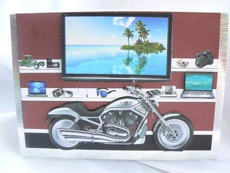 Big Boys Toys & a Harley Davidson - A4 Quick Card Front by Audrey Wilson