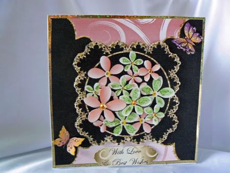 Green & Orange Flowers Various Occasions Card Front by Audrey Wilson