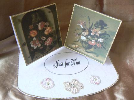 Small Double Twist Easel Vintage Flowers by Audrey Wilson