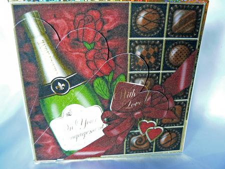 Engagement Champers Chocs N Roses Fan Pyramage Topper by Audrey Wilson