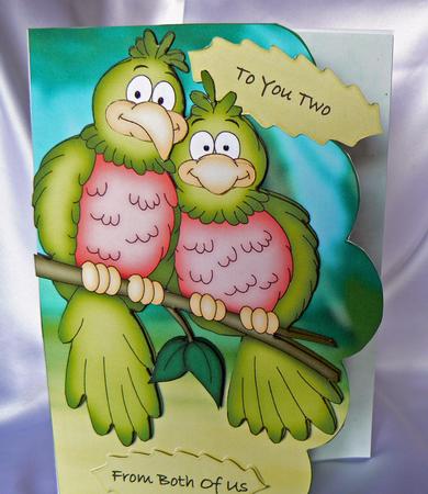 Love Birds Scalloped Card Front by Audrey Wilson