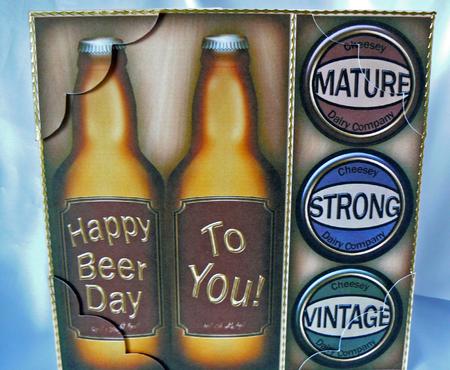 8x8 Novelty Birthday Beer N Cheese Gift Set Scalloped Topper by Audrey Wilson