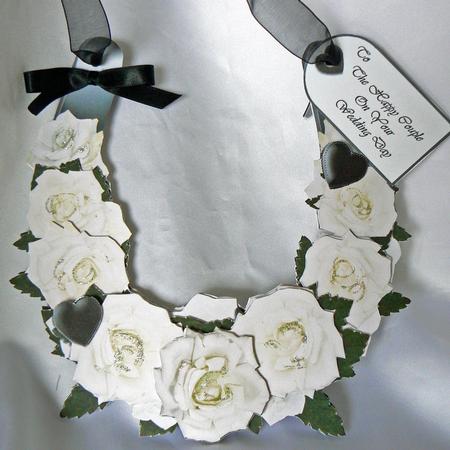 Beautiful White & Black 3D Decoupaged Lucky Wedding Horsesho by Audrey Wilson