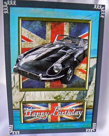 Jaguar E Type Card Front by Audrey Wilson