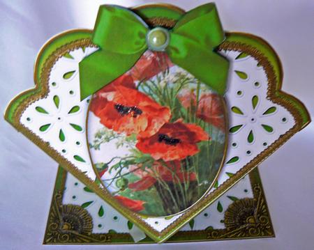 Poppies 1 Anglaise Scallop Spring Decoupage Card by Audrey Wilson