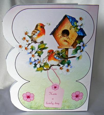 Spring Birdhouse Triple Arch Card by Audrey Wilson