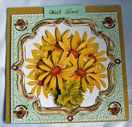 6" x 6" Yellow Daisy Flowers Decoupage Square Card Sheet by Audrey Wilson