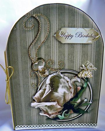 Cream Rose Rounded Card Front by Audrey Wilson
