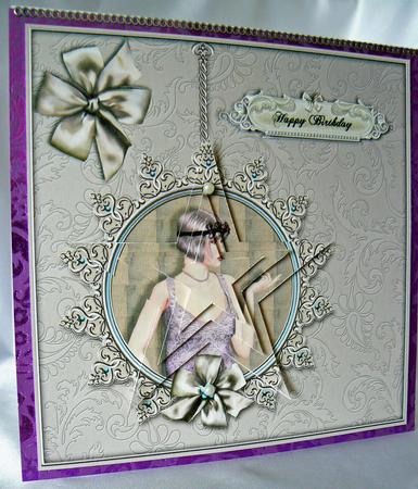 Vintage Lady Card Front with Star Pyramage by Audrey Wilson