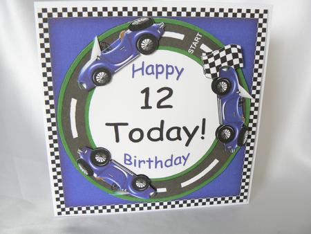 Blue Racing Car 12 Today! Decoupage 3D Ring Sheet by Audrey Wilson