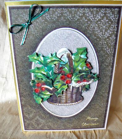 Basket of Holly Quick Card by Audrey Wilson