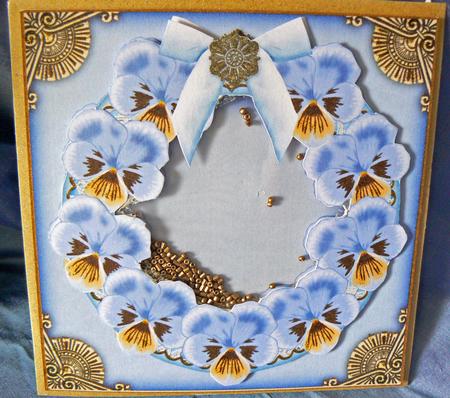 Blue Pansies 3D Ring Shaker Frame by Audrey Wilson