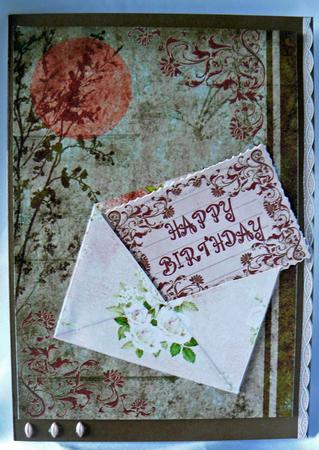 Roses Envelope on Oriental Background with 3 Message Cards by Audrey Wilson